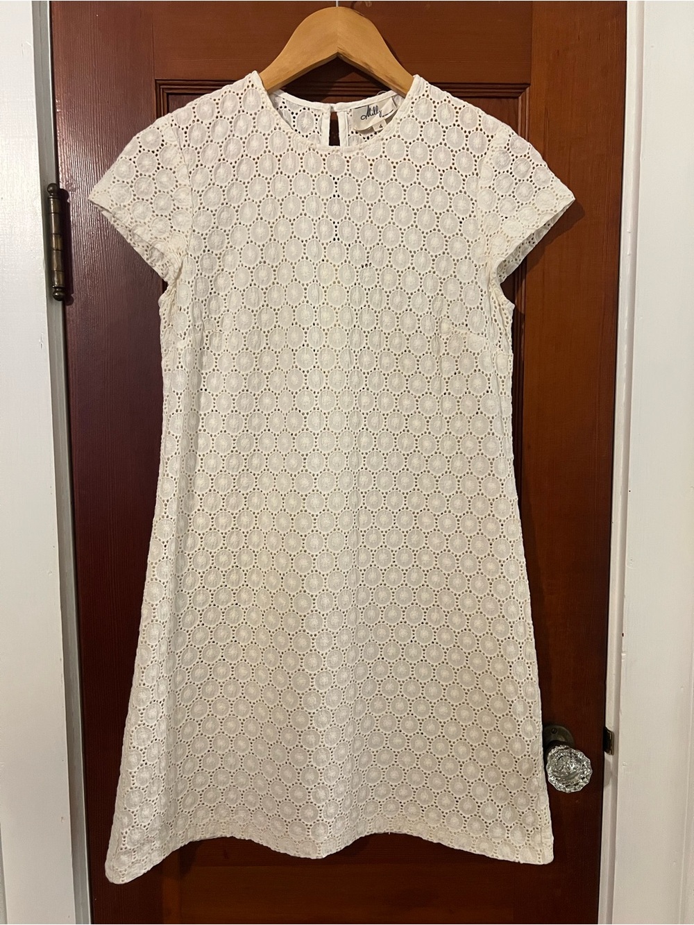 Vintage Milly New York Y2K Eyelet Lace Shift Dress Ivory 4 Boho Chic - Picture 2 of 8
